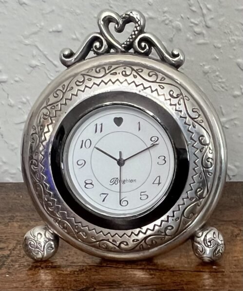 Brighton BLUFF CITY MEMPHIS Etched Heart Desk Travel Clock Needs Battery
