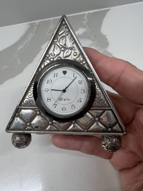 Brighton Silver Tone Model HK010 Triangle Desk Clock