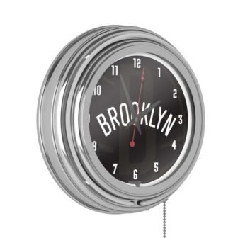 Brooklyn Nets White Fade Lighted Analog Neon Clock