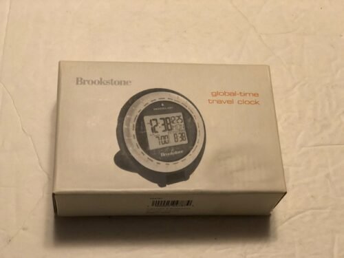 Brookstone- LCD Travel Clock World Global Time -new open box