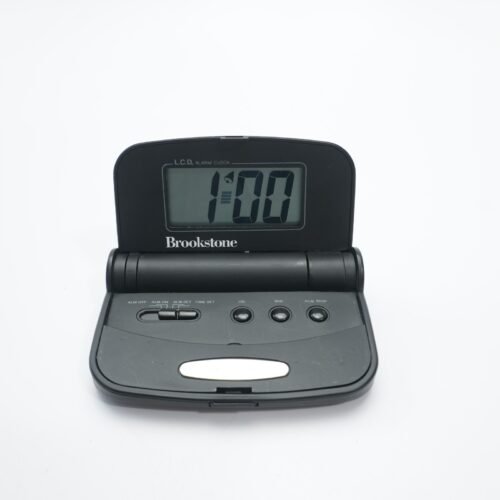 Brookstone Portable Travel LCD Alarm Clock Folding Compact