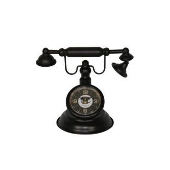 Brown Vintage Telephone Metal Table Clock