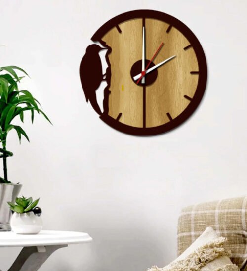 Brown Woodpekar MDF Modern Analog Wall Clock - 12 In