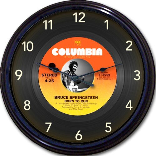 Bruce Springsteen Born to Run Wall Clock Retro Image of Vinyl 45 RPM Record 10"