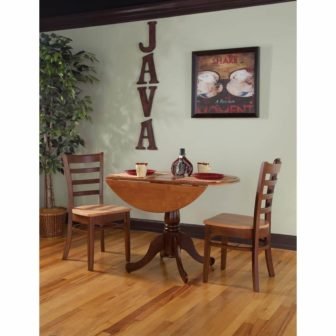 Brynwood 3 Piece 42 in. Cinnamon/Espresso Round Drop Leaf Wood Dining Set with Emily