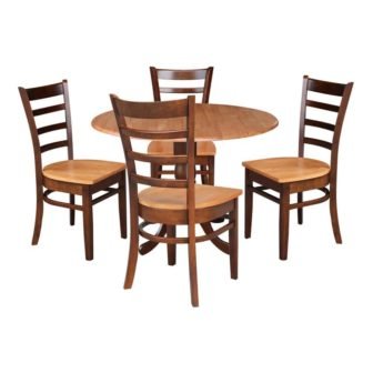 Brynwood 5 Piece 42 in. Cinnamon/Espresso Round Drop Leaf Wood Dining Set with Emily