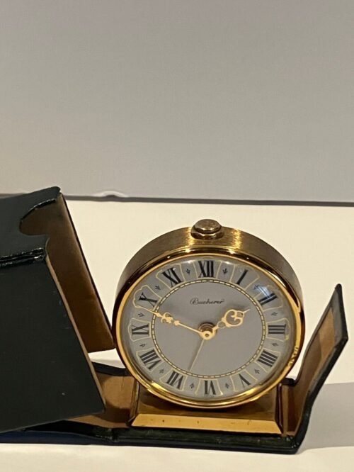 Bucherer Roman Numeral Travel Clock Leather Case VTG Has some winding issues?