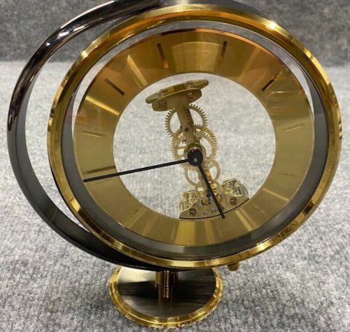 Bucherer Skeleton Mantlepiece SWISS Clock ULTRA RARE Brass Battery Operated