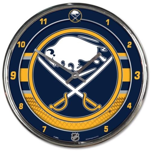 Buffalo Sabres Chrome Round Wall Clock [NEW] NHL Sign Banner Office Cave
