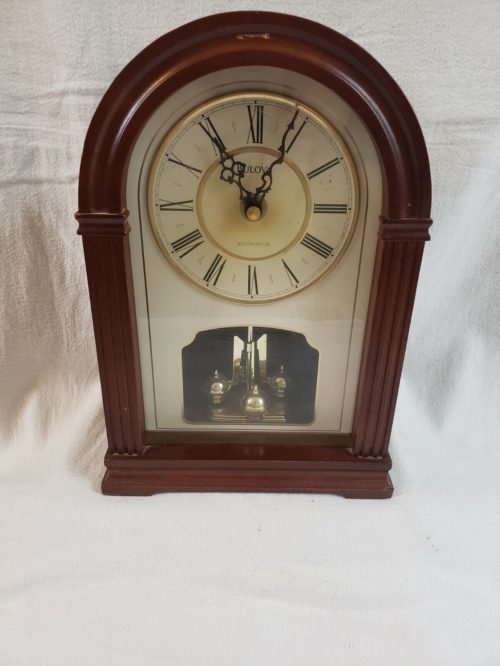 Bulova Anniversary Clock Wooden Case Quartz Movmt Chimes