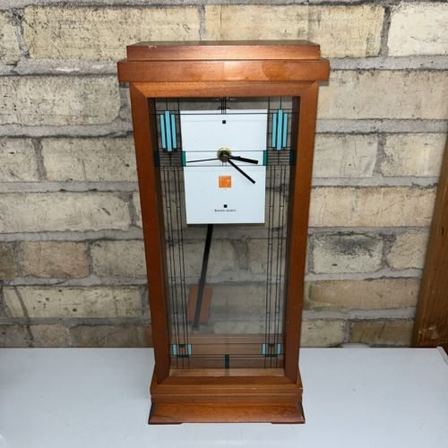 BULOVA B1839 WILLITS FRANK LLOYD WRIGHT 14" MANTEL PENDULUM CLOCK, WALNUT FINISH