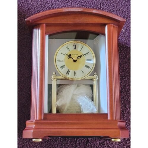 Bulova B1848 Nordale Tabletop Hardwood Mantel Desk Clock with Pendulum, Walnut