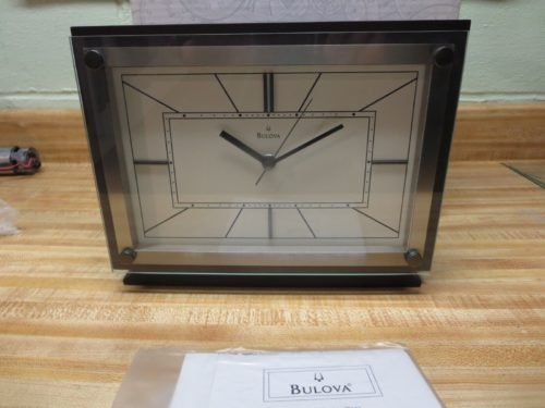 BULOVA B7630 TABLE TOP CLOCK ANALOG WOOD ESPRESSO BROWN SATIN FINISH