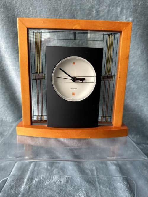 Bulova B7756 Willits Frank Lloyd Wright Table Clock, Light Cherry Finish
