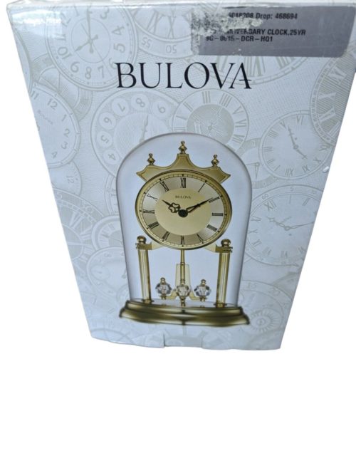 BULOVA B8818 Tristan I Clock Gold Finish Anniversary Clock Battery Operated