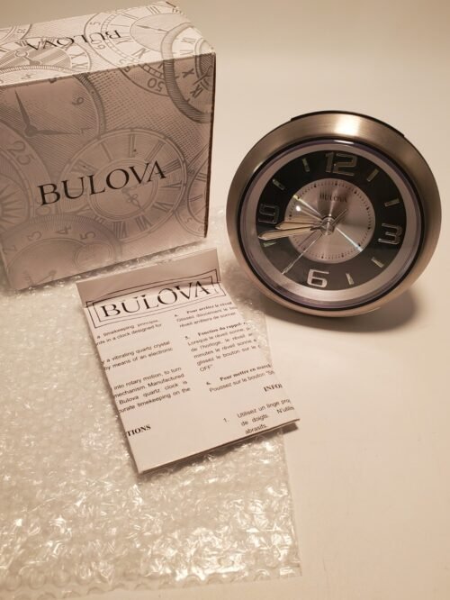 Bulova Bedside Beep Quiet Sweep Oversized Clear Numerals Snooze Alarm Clock