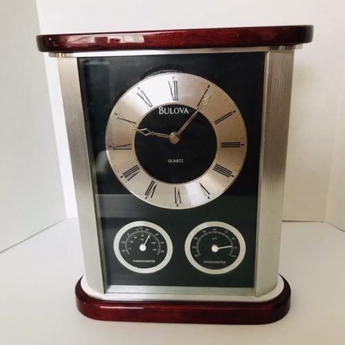 Bulova Belvedere Executive Desk / Mantel Clock /Weather Station - B7590