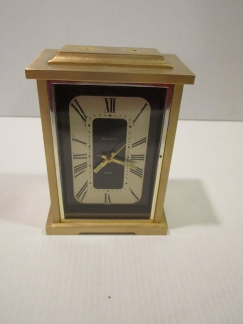 Bulova Brass-Tone Metal Table Clock, Battery Operated-Damaged