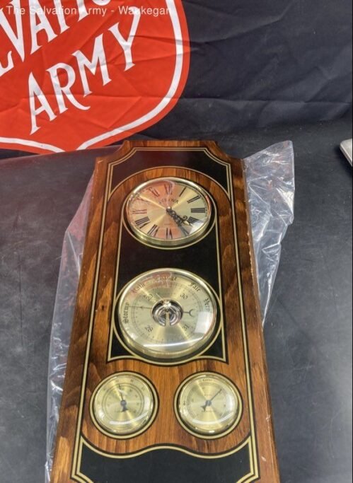 Bulova Brown Wooden Quartz Movement Analog Wall Clock With Nautical Dials