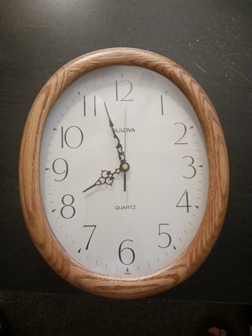 Bulova C-44111 Oval Oak Wall Clock 14" By 11" Excellent Condition