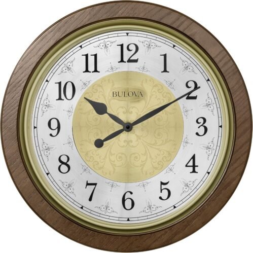 Bulova C4115 Manchester Chiming Wall Clock Warm Walnut