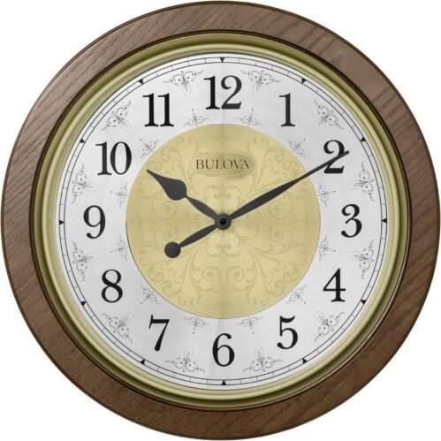 Bulova C4115 Manchester Chiming Warm Walnut 21" Wall Clock (Open Box)