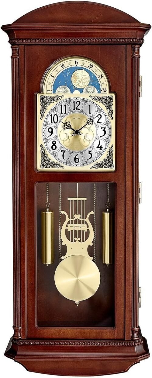 Bulova C4332 Litchfield Regulator Chime Solid Hardwood Wall Clock w/Mfg. defects