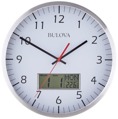 Bulova C4810 Manager Wall Clock, Silver