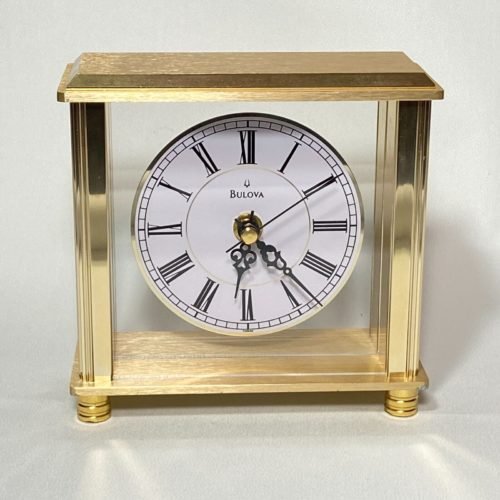 Bulova Cheryl Executive Analog Quartz Brass Tone Metal Desk Clock B1703