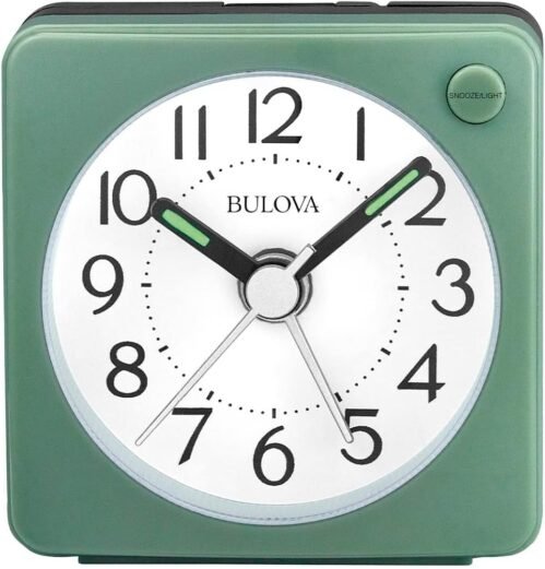 Bulova Clocks B1874, Ultra Small Travel Alarm with Snooze and Light, No Green