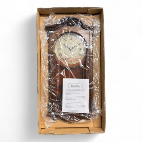 Bulova Clocks C3542 Cranbrook Wall Mount Analog Wooden Chiming Clock, Brown