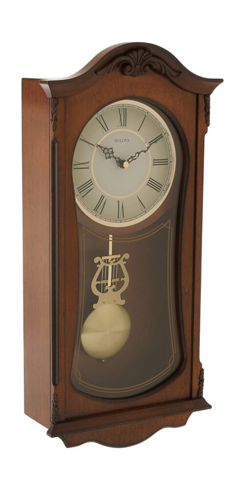 Bulova Clocks C3542 Cranbrook Wall Mount Analog Wooden Chiming Clock, Brown