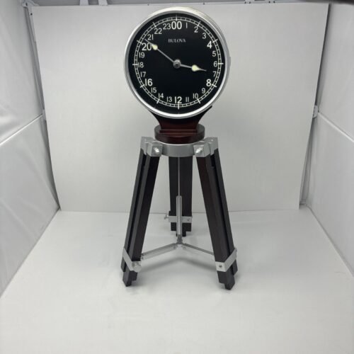 Bulova Corsair Tripod Clock Military Time Adjustable Height Steampunk 21.5-28.5"