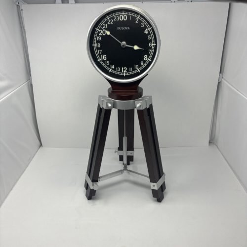 Bulova Corsair Tripod Table Top Clock Military Time Adjustable Height - RARE