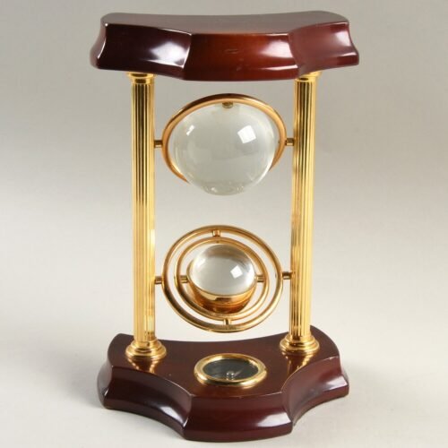 Bulova Desk Clock with Compass and Glass Globe