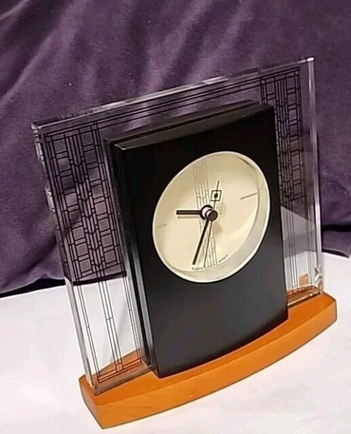 Bulova Frank Lloyd Wright Glasner Contemporary Mantle Office Desk Clock SEE PICS