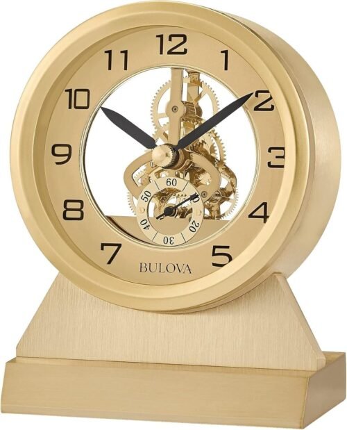 Bulova Golden Eye Tabletop Clock, Brass B5027 -tested