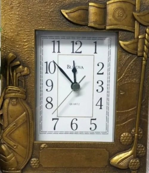Bulova Golf Motif metal Desk Top Clock