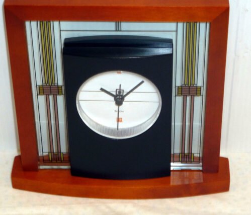 BULOVA MANTEL TABLE CLOCK -FRANK LLOYD WRIGHT "THE WILLITS" B7756