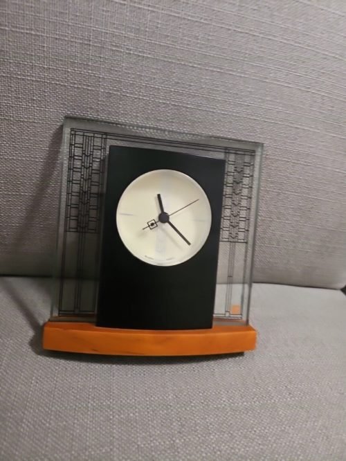 BULOVA MANTEL TABLE CLOCK FRANK LLOYD WRIGHT "GLASNER HOUSE CLOCK" B7750 EUC