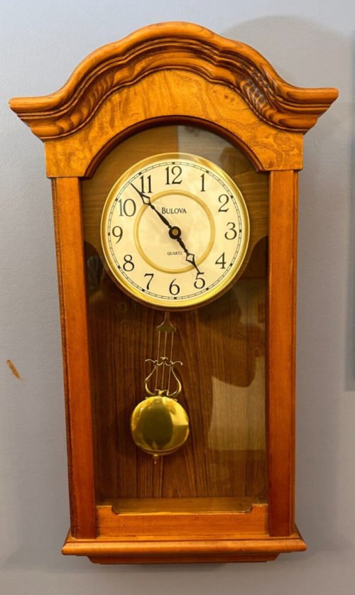 Bulova Pendulum Wall Clock - Oak Wood Frame - 23" Tall