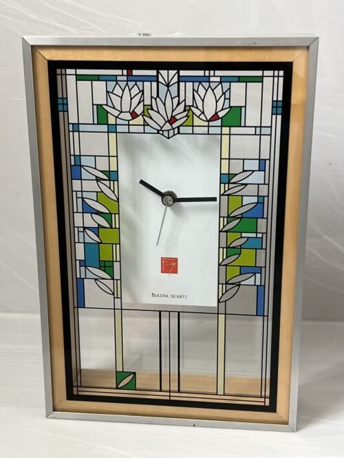 Bulova Quartz - Frank Lloyd Wright - Water Lillies Pendulum Clock Stained Glass