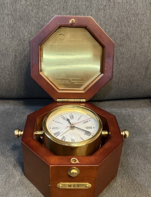 Bulova Quartz Desk Alarm Clock MGM Grand , INC Award Wood Box MGM 1996