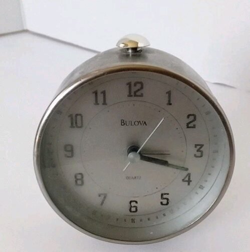 Bulova Quartz Silver Alarm Clock Made In China Vintage