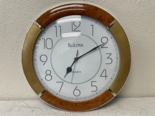 Bulova Reedham Analog Quartz Solid Wood W/Aluminum Trim -11.5" Wall Clock