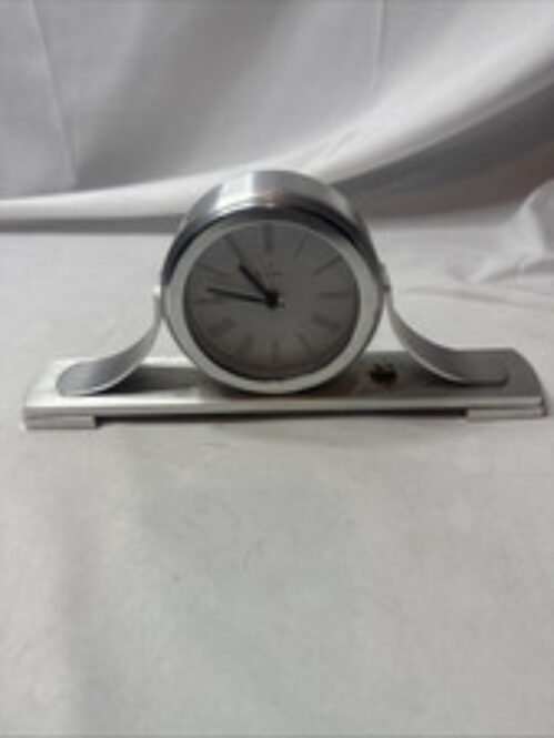 Bulova Sedona Tabletop Brushed Aluminum Clock B2450. W/Bass Pro Jeweled Logo