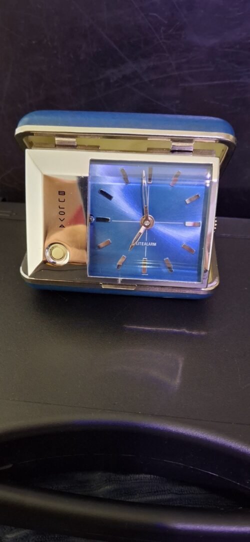 Bulova Vintage Blue Face Travel Alarm Clock