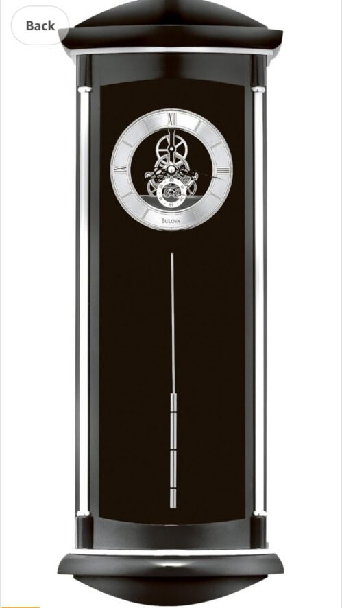Bulova Vista Pendulum Black & Silver Pendulum Wall Clock Works! Modern