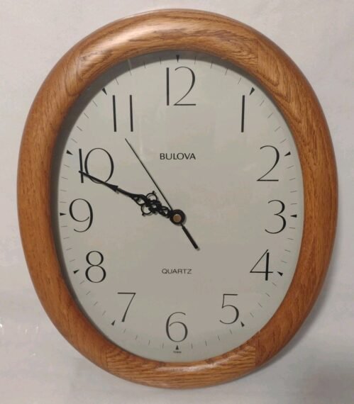 Bulova Wooden Oval Wall Clock 13.5"X11.25"