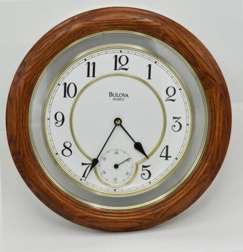 Bulova Wooden Wall Quartz Clock 14"~Excellent Working & Cosmetic~New Batteries